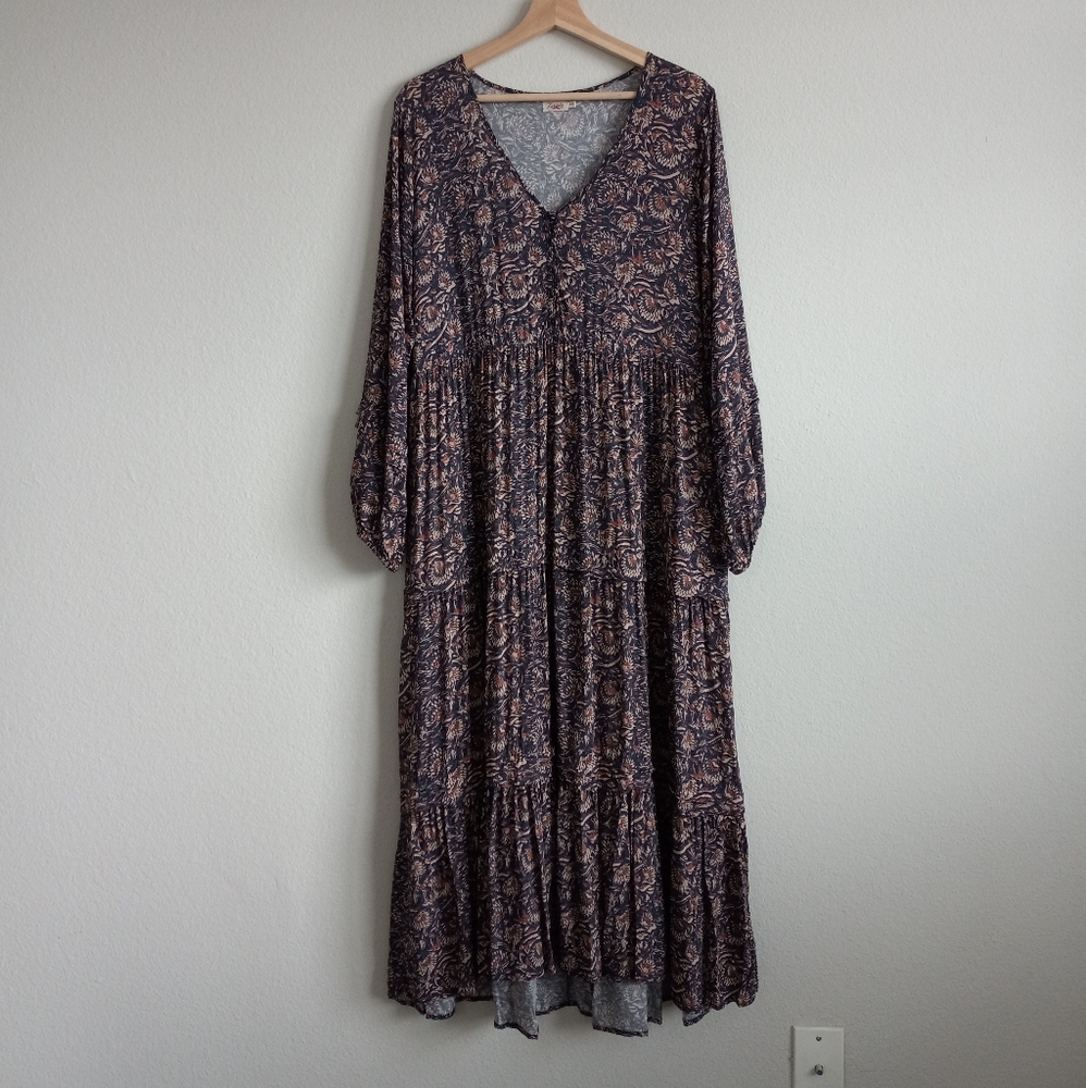 Faherty Isabella Maxi Dress Artisan Floral Block Print M - Picture 6 of 16